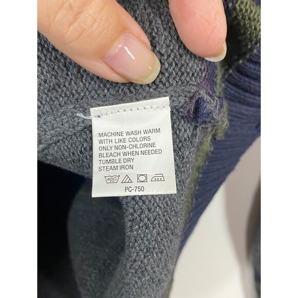 Van Heusen Men's 1/4 Zip Cotton Blue Gray Striped Pullover Knit Sweater MEDIUM - Picture 6 of 9